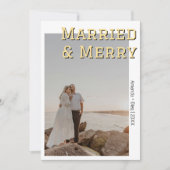 Decorative Married and Merry Modern Soft Gold Text シーズンカード (正面)