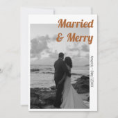 Decorative Married & Merry Modern Gingerbread Text シーズンカード (正面)