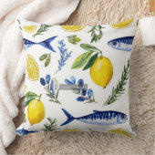 Decorative Mediterranea Summer Patter Throw Pillow クッション (ブランケット)
