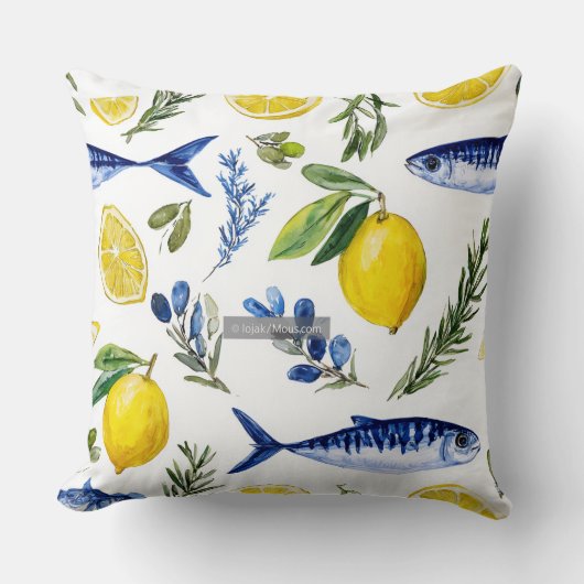 Decorative Mediterranea Summer Patter Throw Pillow クッション (正面)