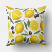 Decorative Mediterranean Lemon and Olive Pattern  クッション (裏面)