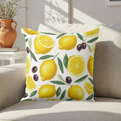 Decorative Mediterranean Lemon and Olive Pattern  クッション