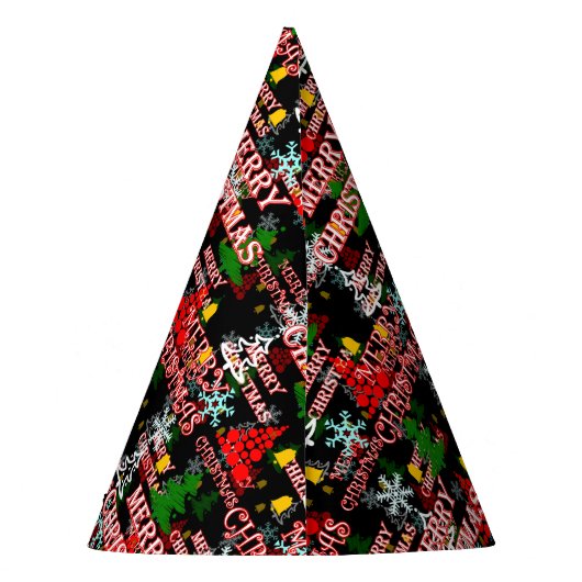 Decorative Merry Christmas Text Pattern Design パーティーハット (裏面)