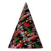 Decorative Merry Christmas Text Pattern Design  パーティーハット (左)