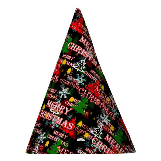 Decorative Merry Christmas Text Pattern Design パーティーハット (右)