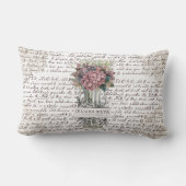 Decorative modern Frenchy newspaper style Floral ランバークッション (裏面)