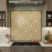 Decorative Moroccan Mosaic Red Green White Pattern タイル