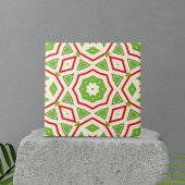 Decorative Moroccan Mosaic Red Green White Pattern タイル