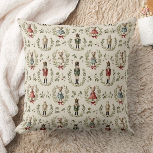Decorative Nutcracker Pattern Throw Pillow クッション (ブランケット)