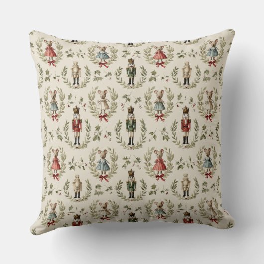 Decorative Nutcracker Pattern Throw Pillow クッション (裏面)