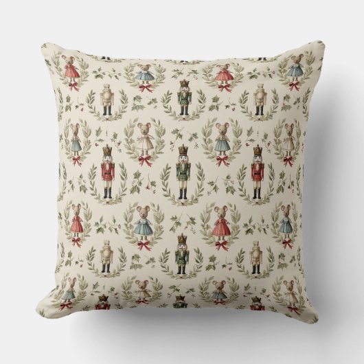 Decorative Nutcracker Pattern Throw Pillow クッション (正面)