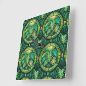 Decorative panel with a lush green tropical  スクエア壁時計 (傾斜)