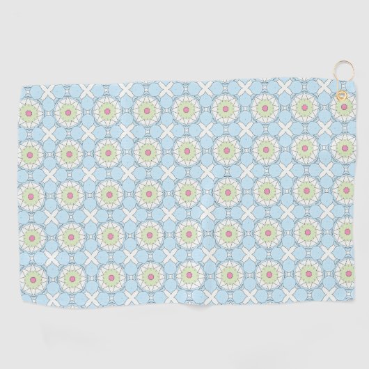 Decorative pastel blue geometric patterned  ゴルフタオル (横)