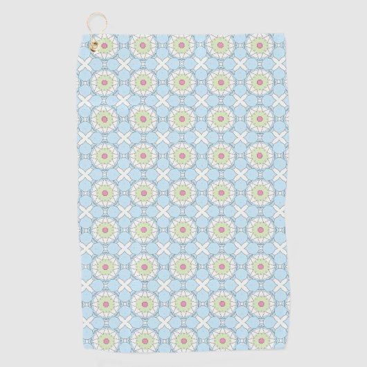 Decorative pastel blue geometric patterned  ゴルフタオル (正面)
