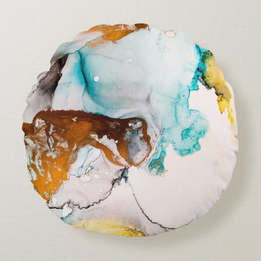 Decorative Picture. Decorative Paint. Alcohol Ink ラウンドクッション (正面)