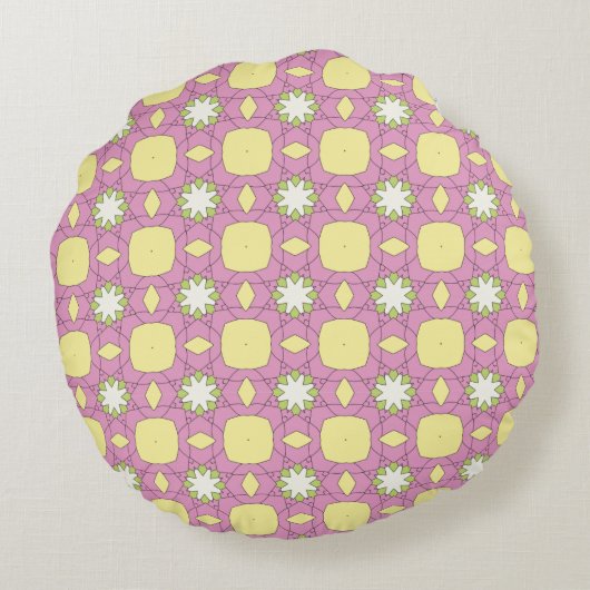 decorative pillow featuring a geometric pattern ラウンドクッション (裏面)