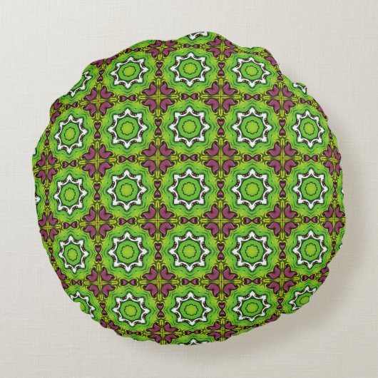 decorative pillow featuring a geometric pattern ラウンドクッション (裏面)