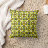 decorative pillow with a geometric yellow, blue クッション (ブランケット)