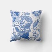 Decorative pillow with blue floral & leaf pattern クッション (裏面)