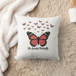 Decorative pillow with crimson Butterfly クッション