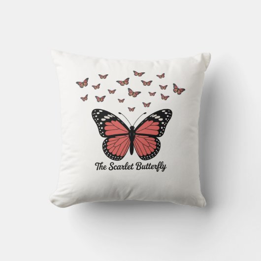 Decorative pillow with crimson Butterfly クッション (正面)