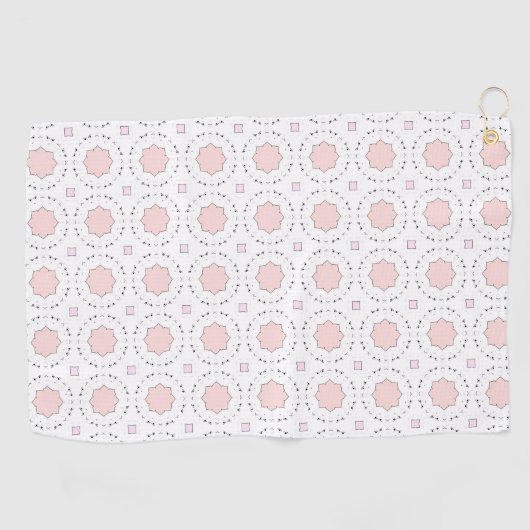 Decorative pink geometric mandala patterned  ゴルフタオル (横)