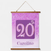 Decorative Pink Glitter 2 Photos for 20th Birthday 吊り下げ型タペストリー (正面2)