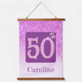 Decorative Pink Glitter 2 Photos for 50th Birthday 吊り下げ型タペストリー (正面2)