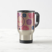 Decorative Pink Purple Blue Floral Personalised トラベルマグ (正面右)