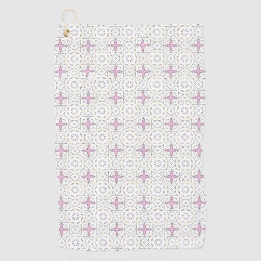 Decorative pink star geometric patterned  ゴルフタオル (正面)