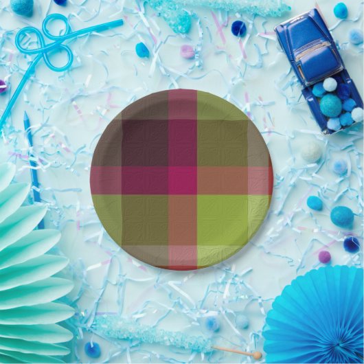  Decorative Plaid ペーパープレート (パーティー)
