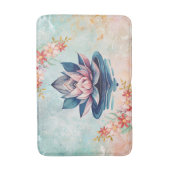 Decorative Purity – Pink & Green Lotus Artwork バスマット (正面縦)