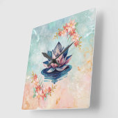 Decorative Purity Pink Lotus スクエア壁時計 (傾斜)