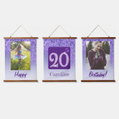 Decorative Purple Glitter 2 Photos 20th Birthday 吊り下げ型タペストリー (トリプル)