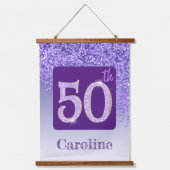 Decorative Purple Glitter 2 Photos 50th Birthday 吊り下げ型タペストリー (正面2)