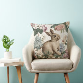 Decorative Rabbit Hydrangea Flowers Throw Pillow クッション (椅子)