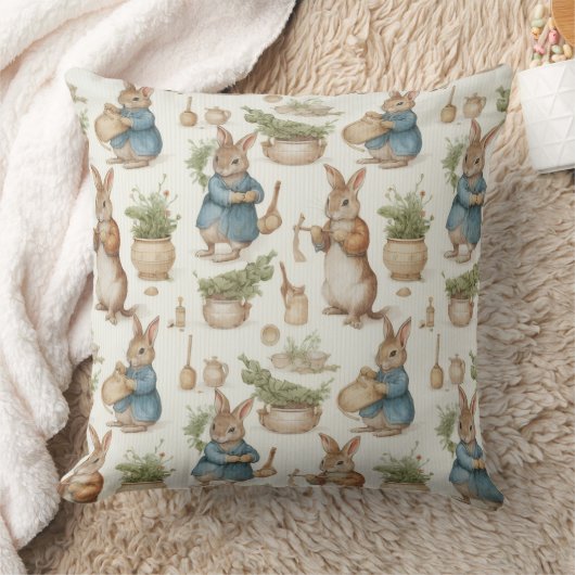 Decorative Rabbit Pattern Throw Pillow クッション (ブランケット)