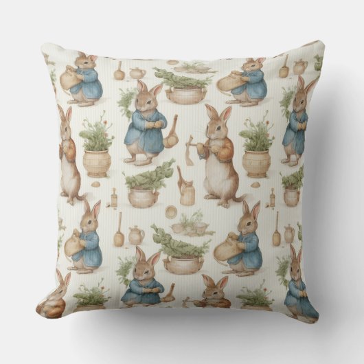 Decorative Rabbit Pattern Throw Pillow クッション (正面)