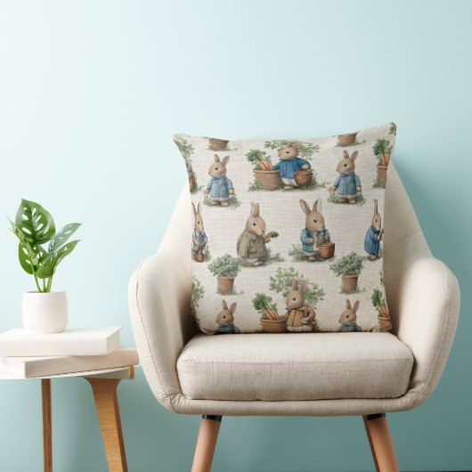 Decorative Rabbit Pattern Throw Pillow クッション (椅子)