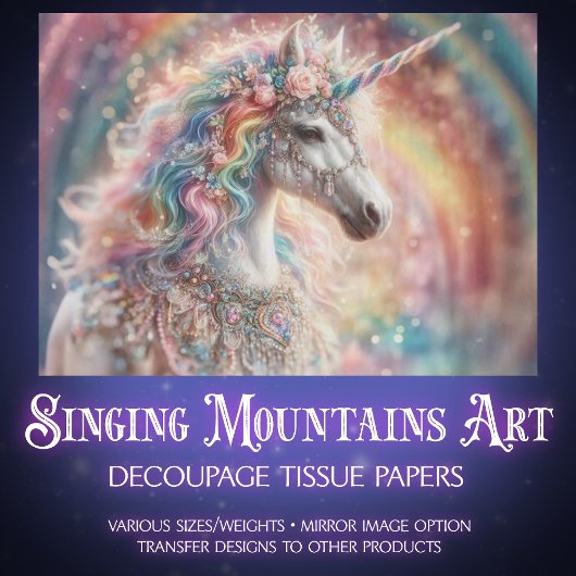 Decorative Rainbow Unicorn Art Craft Decoupage  薄葉紙