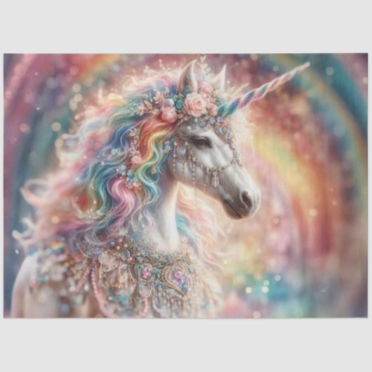 Decorative Rainbow Unicorn Art Craft Decoupage  薄葉紙 (正面)