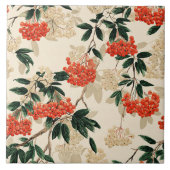 Decorative red and white berries design タイル (正面)