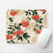 Decorative Red and White Berry Pattern マウスパッド (マウス)