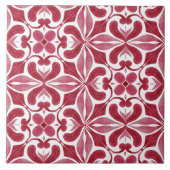 Decorative Red Azulejo Tile Patchwork Pattern タイル (正面)