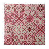 Decorative Red Azulejo Tile Patchwork Pattern タイル (正面)