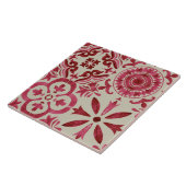 Decorative Red Azulejo Tile Patchwork Pattern タイル (側面)