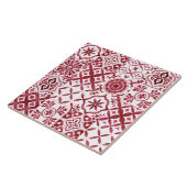 Decorative Red Azulejo Tile Patchwork Pattern タイル (側面)