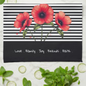 Decorative Red Floral キッチンタオル (折り畳み)