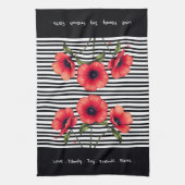 Decorative Red Floral キッチンタオル (縦)