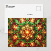 Decorative Red Green Christmas Holiday Postcard ポストカード (正面/裏面)